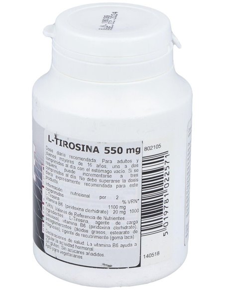L-Tirosina 550 Mg 60 Comp de Health Aid