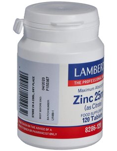 Zinc 25 mg (Como citrato) 120 Tabs. de Lamberts