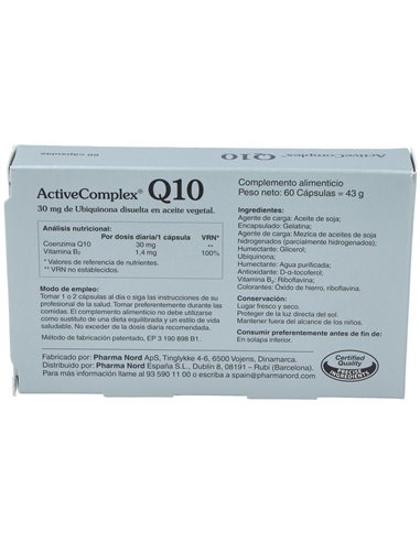 Activecomplex Q10 30Mg. (Quinona) 60Cap. de Pharma Nord