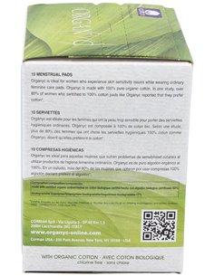 Compresas noche c/alas (bolsa ind) 100% algodón orgánico, 10ud de Organyc