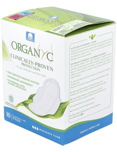 Compresas dia c/alas (bolsa ind) 100% algodón orgánico, 10ud de Organyc