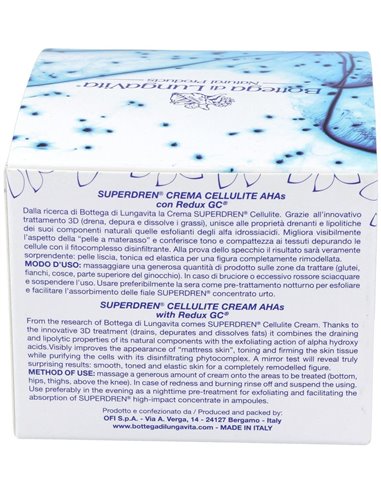 Super Dren Crema Anticelulitica Con Ahas 250Ml. de Bottega Di Lungavita