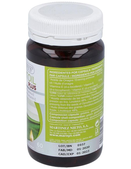 Aceite De Onagra (Mar-Vitoil) 1100Mg. 60Perlas de Marnys
