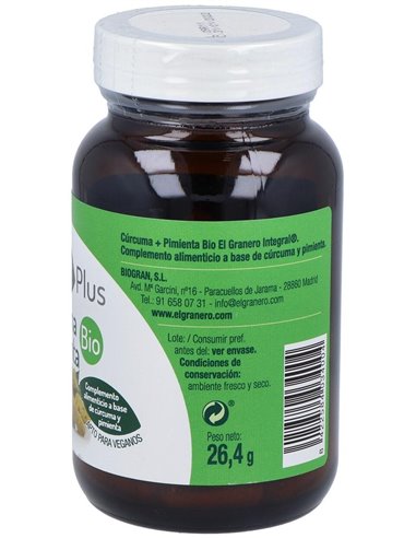Curcuma Y Pimienta Bio 60Cap. de El Granero