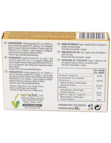 Curcurina Envase de 30 cápsulas vegetales. de Novadiet
