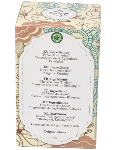 Te Verde Sin Teina Infusion 20Bolsitas. Bio de Artemis Bio