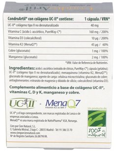 Condroartil Con Colageno Uc-Ii 30Cap. de Cien Por Cien Natural