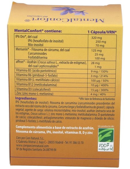Mentalconfort 60Cap. de Cien Por Cien Natural