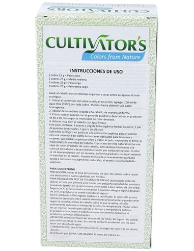 Rubio Claro Tinte Organico 100Gr. Ecocert de Cultivators