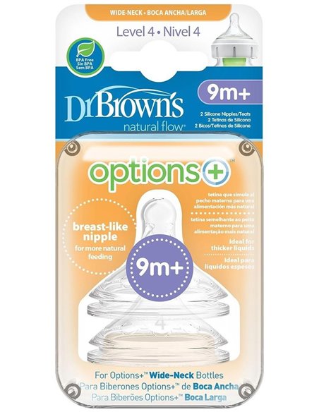 Tetina Options B/Ancha Sili Redon N4 +9M 2Un de Dr. Brown´S