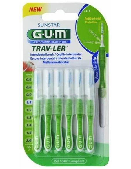 Cepillo Interdental Trav-Ler 1414 1,1Mm 6Un Verde de Gum