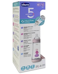 Biberon Perfect5 4 M + 300 Ml Sil Rosa** de Chicco