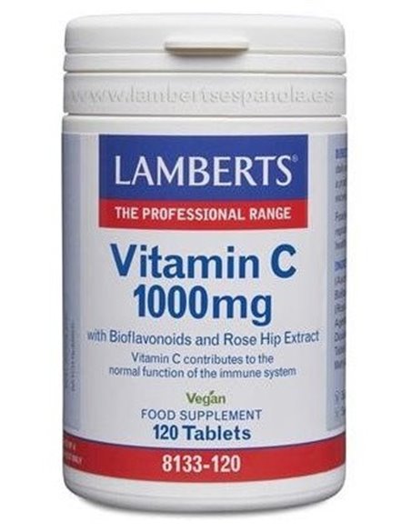 Vitamina C 1000 mg +  Bioflavonoides y Escaramujo          120 Tabs. de Lamberts