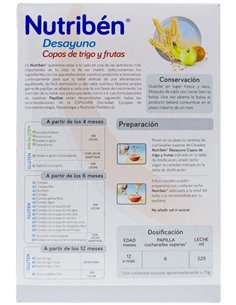 Nutriben Desayuno Copos Trigo Frutas 750Gr.+12M de Nutriben