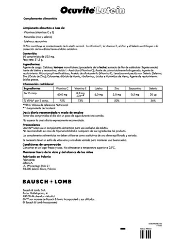 Ocuvite Lutein 60Comp. de Bausch + Lomb