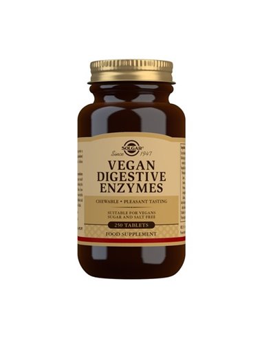 Vegan Enzimas Digestivas  250 comprimidos masticables Solgar