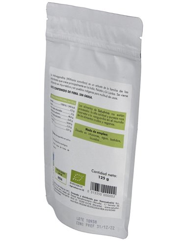Ashwagandha En Polvo 125Gr. Bio Sg S/A Vegan de Salud Viva