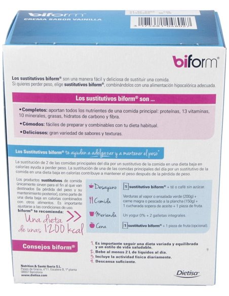 Crema Vainilla  Envase 6 Sobres(6 Comidas) de Biform®