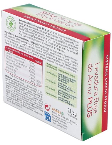 Levadura roja de arroz Plus  30 cápsulas