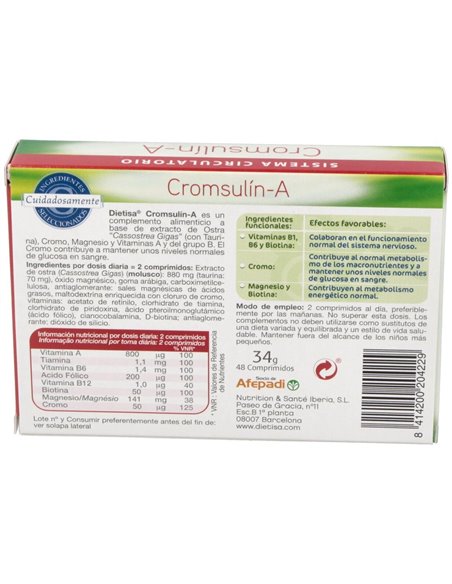 Cromsulín-A  Envase 48 Comp.(24 Días) de Dielisa®