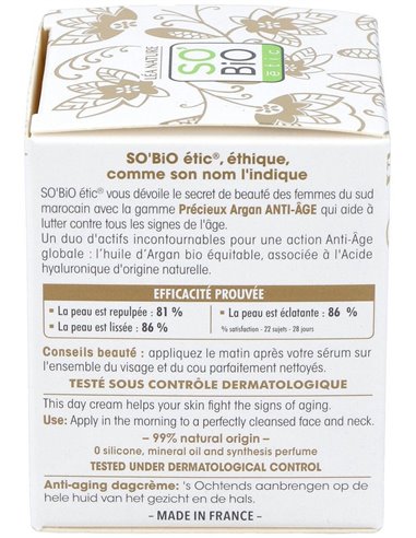 Crema De Dia Antiedad Hialuronico-Argan 50Ml. Bio de So´Bio Etic