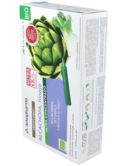 Arkofluido Alcachofa+Hinojo 20Amp. Bio de Arkopharma