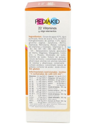 Pediakid 22 Vitaminas-Oligoelementos Jarabe 125Ml. de Ineldea