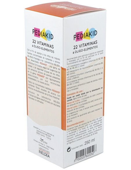Pediakid 22 Vitaminas-Oligoelementos Jarabe 250Ml. de Ineldea