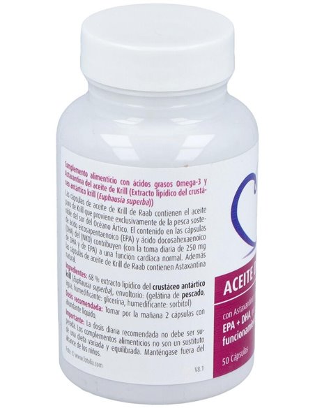 Aceite de Krill forte, 50 cápsulas de Raab Vitalfood