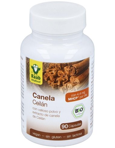 Canela Ceilán extracto, cápsulas 450mg, bote 90ud de Raab Vitalfood