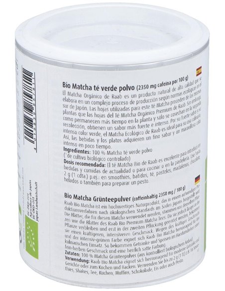 Matcha Te Verde Basic Polvo 100Gr. Bio Sg Vegan de Raab Vitalfood