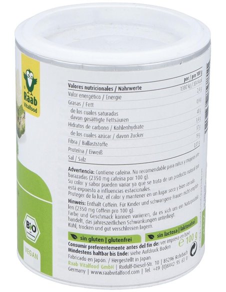 Matcha Te Verde Basic Polvo 100Gr. Bio Sg Vegan de Raab Vitalfood