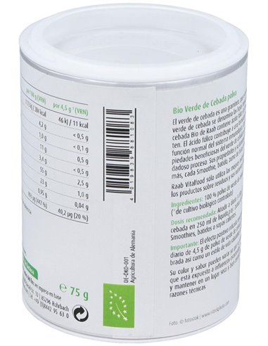Verde De Cebada Polvo 75Gr. Bio Sg Vegan de Raab Vitalfood