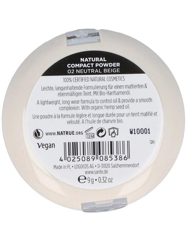 Maquillaje Compacto 02 Neutral Beige 9Gr. de Sante Naturkosmetik