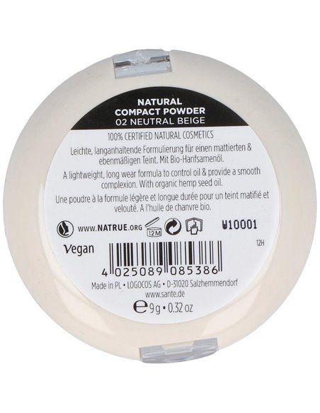 Maquillaje Compacto 02 Neutral Beige 9Gr. de Sante Naturkosmetik