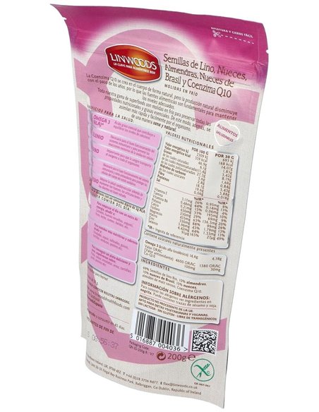 Semillas De Lino Con Nueces Almendras Q10 200Gr. de Linwoods
