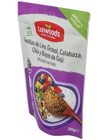 Semillas de Lino, Girasol, Calabaza, Chía y Bayas de Goji Molidas Bio 200 g de Linwoods
