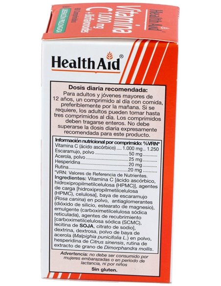 Vit C + Bioflavonoides 60Comp. Health Aid de Health Aid