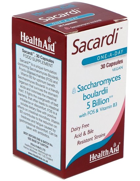 Sacardi (Saccharomyces Boulardii) 30Vcaps. de Health Aid