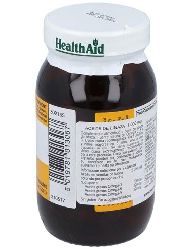 Aceite De Linaza Flaxseed Oil 60Cap. Health Aid de Health Aid