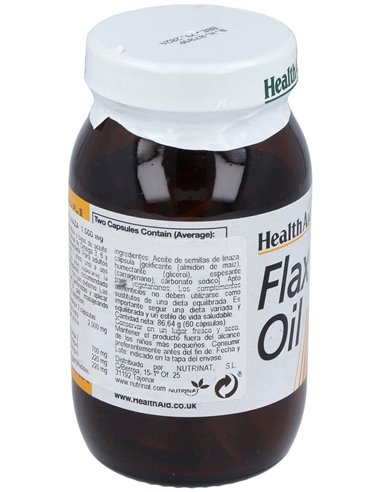 Aceite De Linaza Flaxseed Oil 60Cap. Health Aid de Health Aid