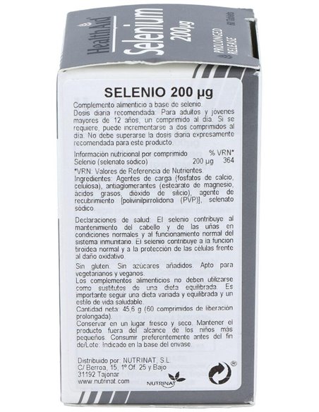 Selenium 200Mcg. 60Comp. Health Aid de Health Aid