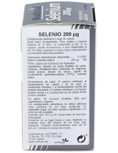 Selenium 200Mcg. 60Comp. Health Aid de Health Aid