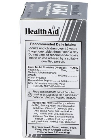 Msm Metilsulfonilmetano 1000Mg. 90Comp. de Health Aid