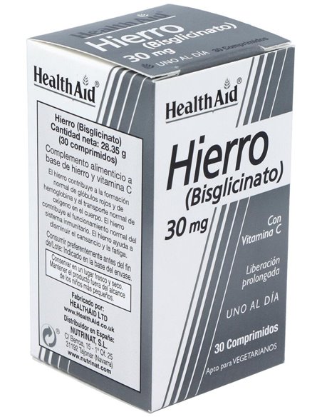 Hierro (Bisglicinato) 30 Mg 30 Comp de Health Aid