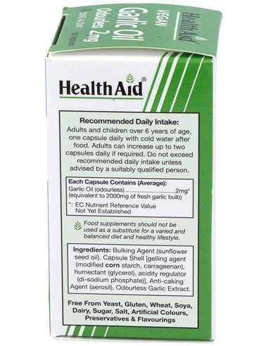 Aceite De Ajo (Garlic Oil) 2Mg. 60Cap. Health Aid de Health Aid