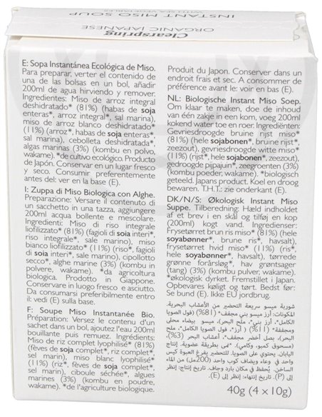 Sopa De Miso Y Algas (4X10G) de Clearspring