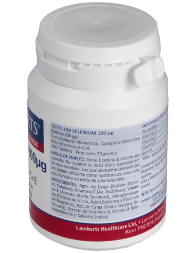 Selenio 200 µg con Vitaminas A+C+E 100 Tabs. de Lamberts