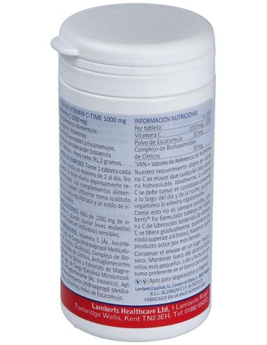 Vitamina C 1000 mg + Bioflavonoides Time Release 60 Tabs. de Lamberts