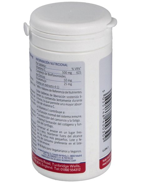 Vitamina C 500 mg + Bioflavonoides Time Release 100 Tabs. de Lamberts